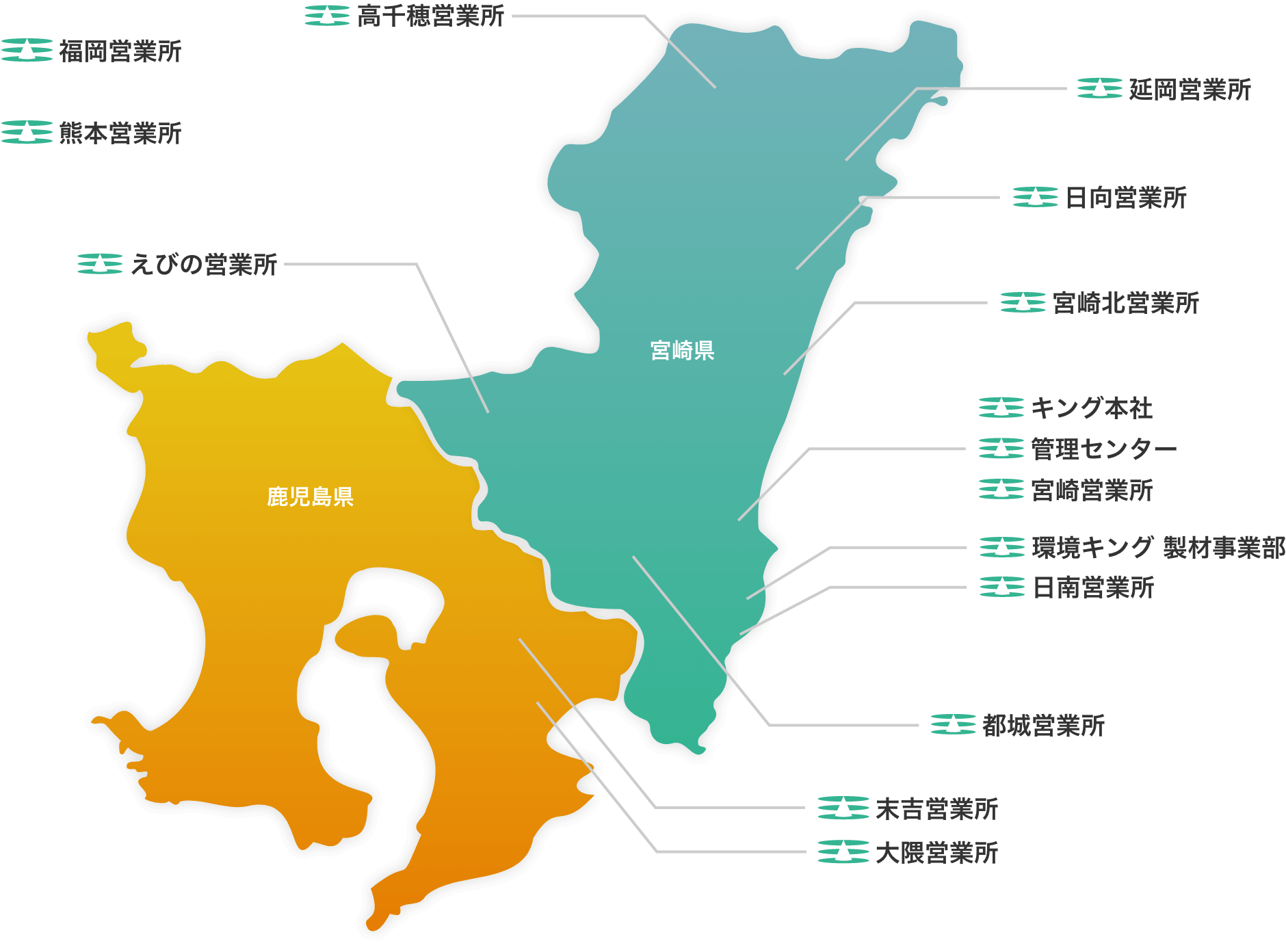 株式会社キング 本社・営業所の地図